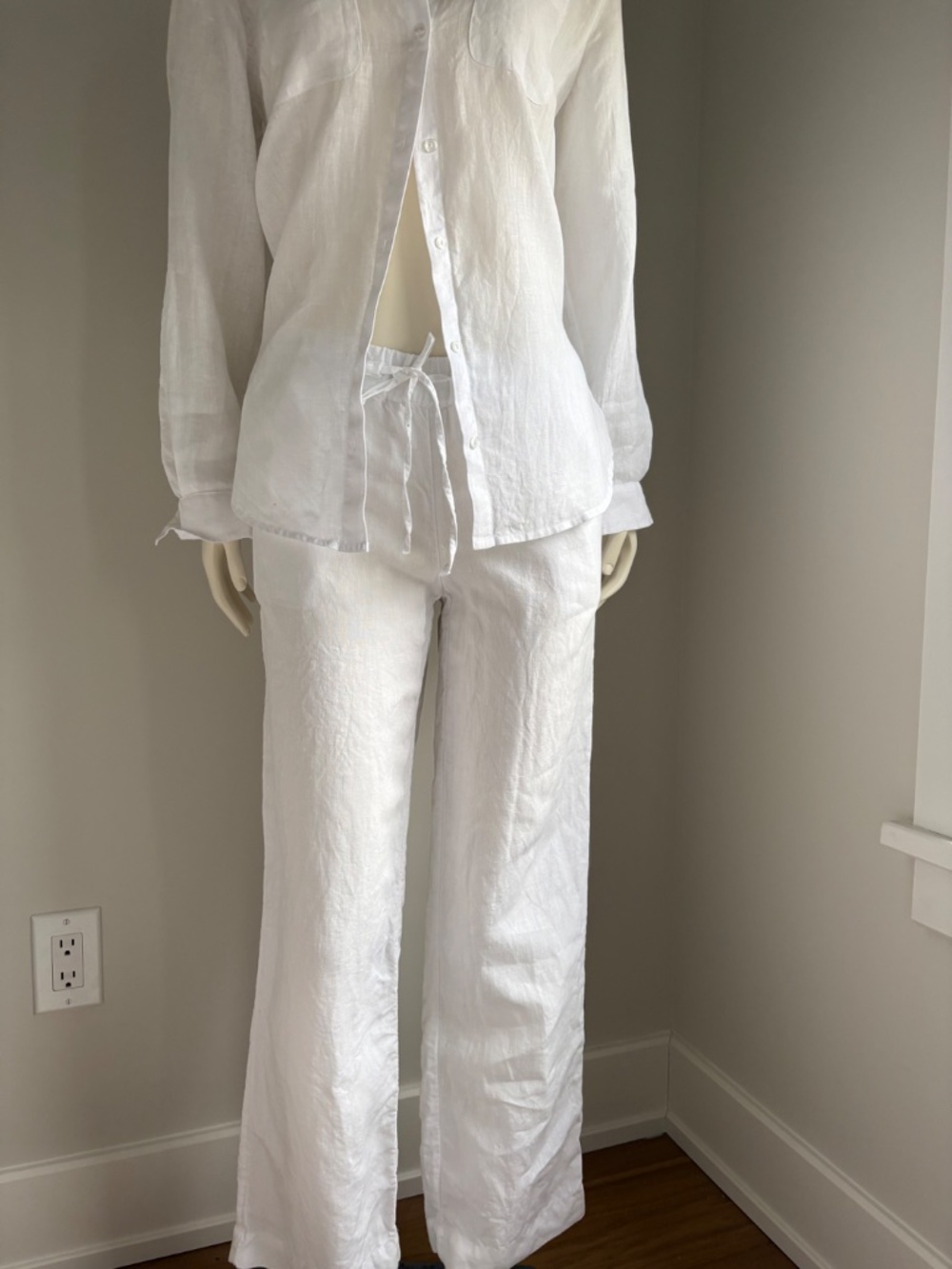 🤍 White 100% Linen Pants – Size XS – NWOT 🤍